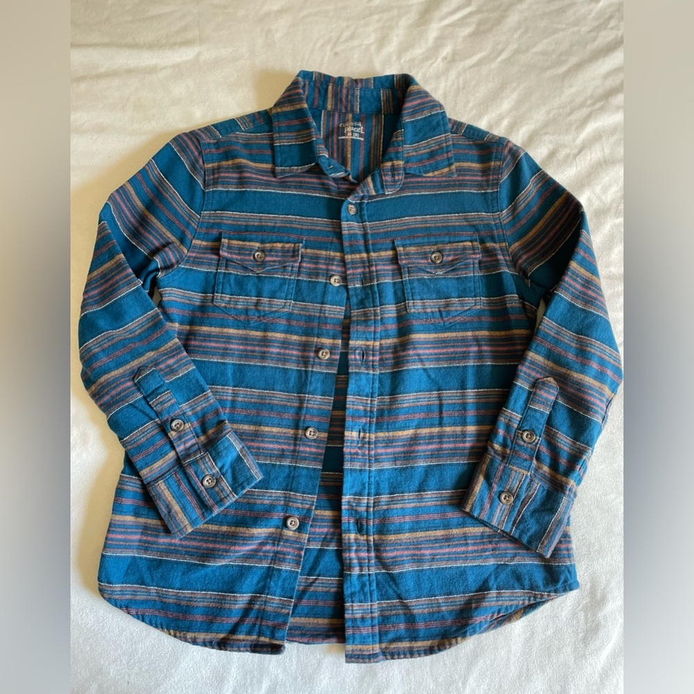 Colorful Planet boys medium 8 blue striped long sleeve button down shirt